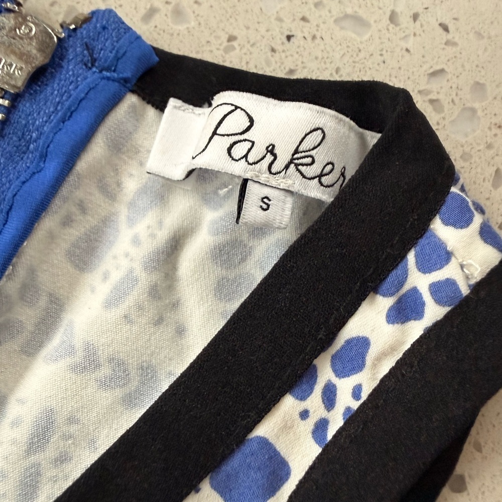 Parker Navy and Cream Patterned Midi Dress - Picture 2 of 4